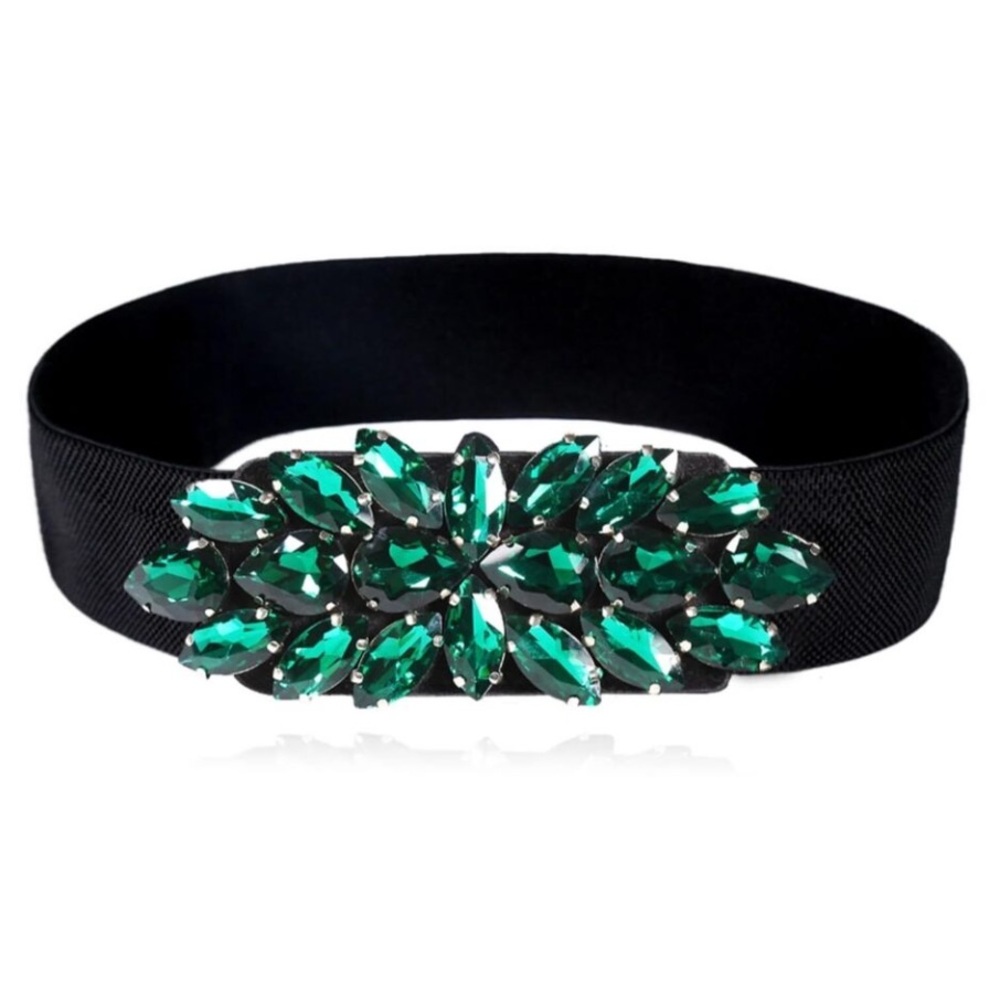 Dorchid Womenβs Gemstone Beaded Elastic Stretch Formal Belt S/M Wedding NEW